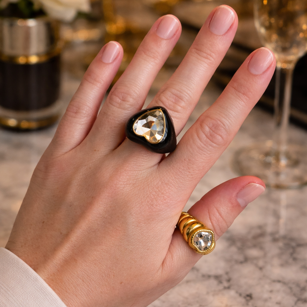 Onyx Heart Ring