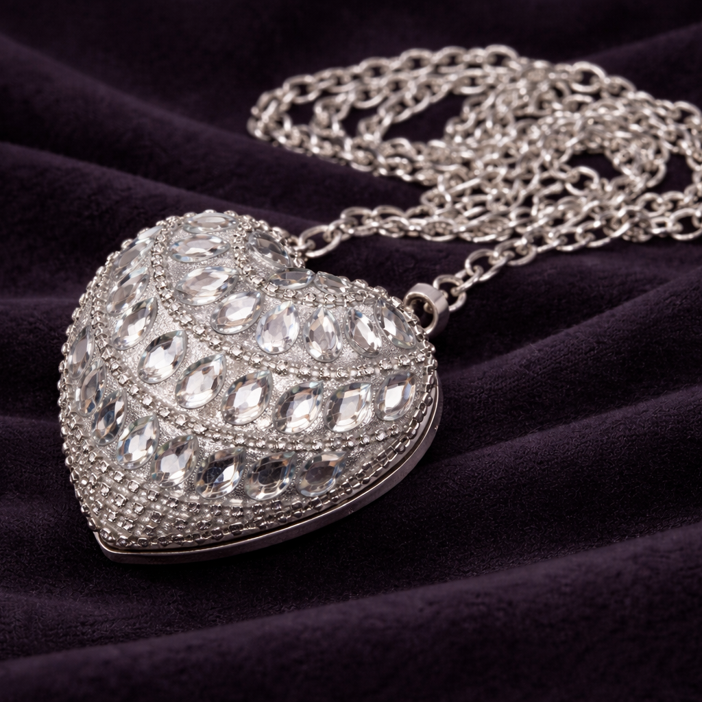 Mini Bejeweled Heart Clutch