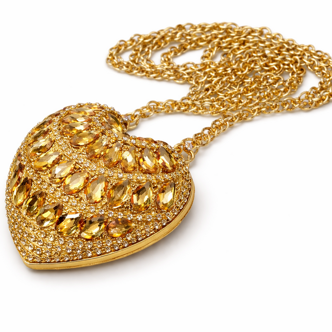 Mini Bejeweled Heart Clutch