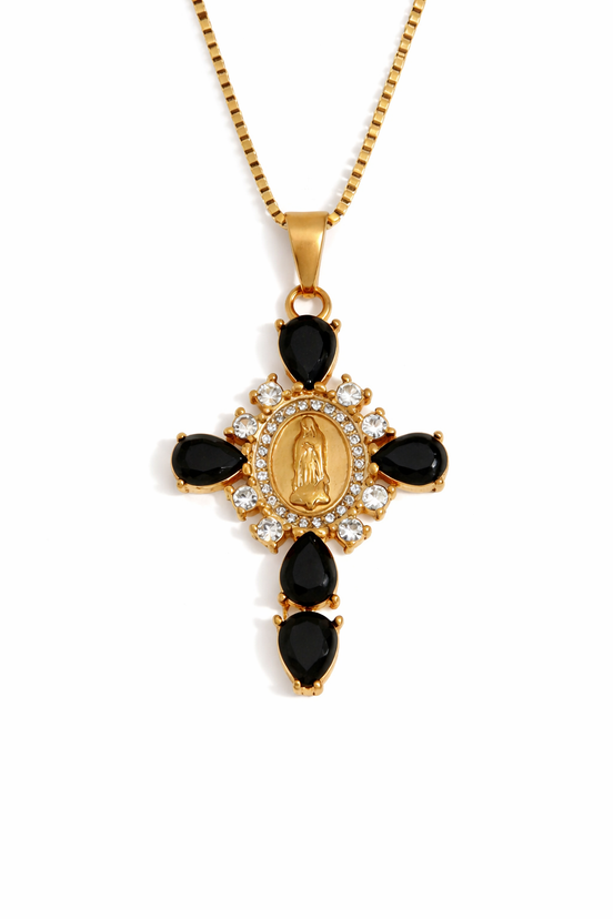 Onyx Cross Necklace