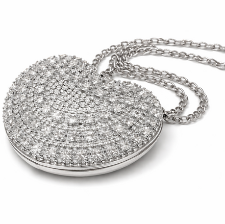 Mini Crystal Heart Clutch