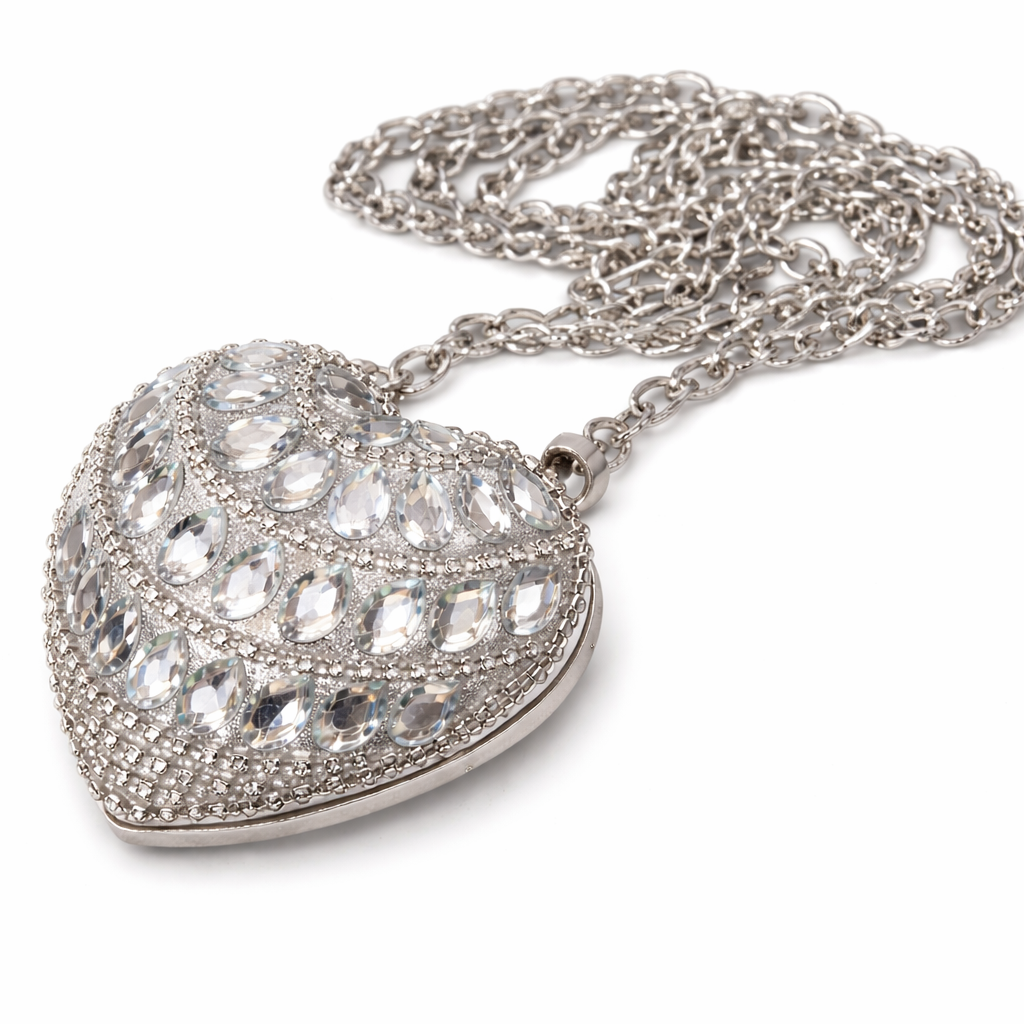 Mini Bejeweled Heart Clutch