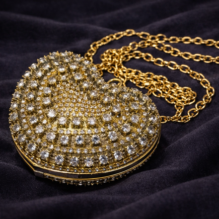 Mini Crystal Heart Clutch