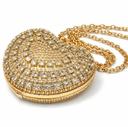 Mini Crystal Heart Clutch